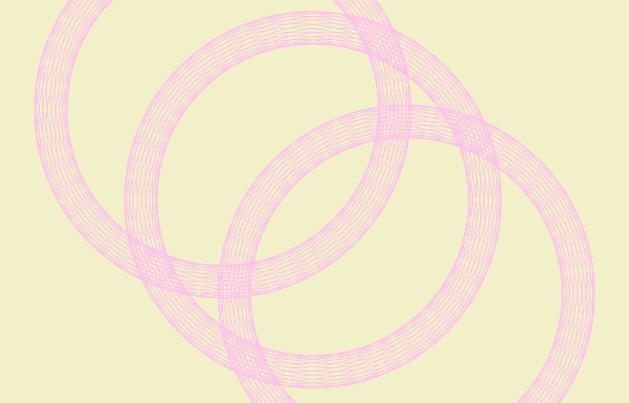 Light pink circular line graphic on a beige background